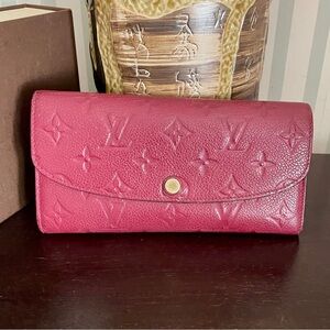 Louis Vuitton Monogram Empreinte Leather  Long Wallet Aubergine Color